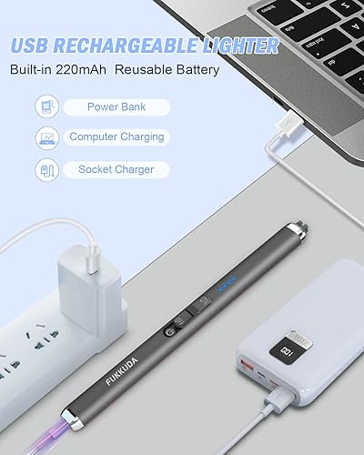Miniatura 4 de 【Actualizado】 Encendedor eléctrico de doble arco recargable USB encendedor de arco de plasma para velas (gris espacial) Negro -,Oro,Gris,Negro