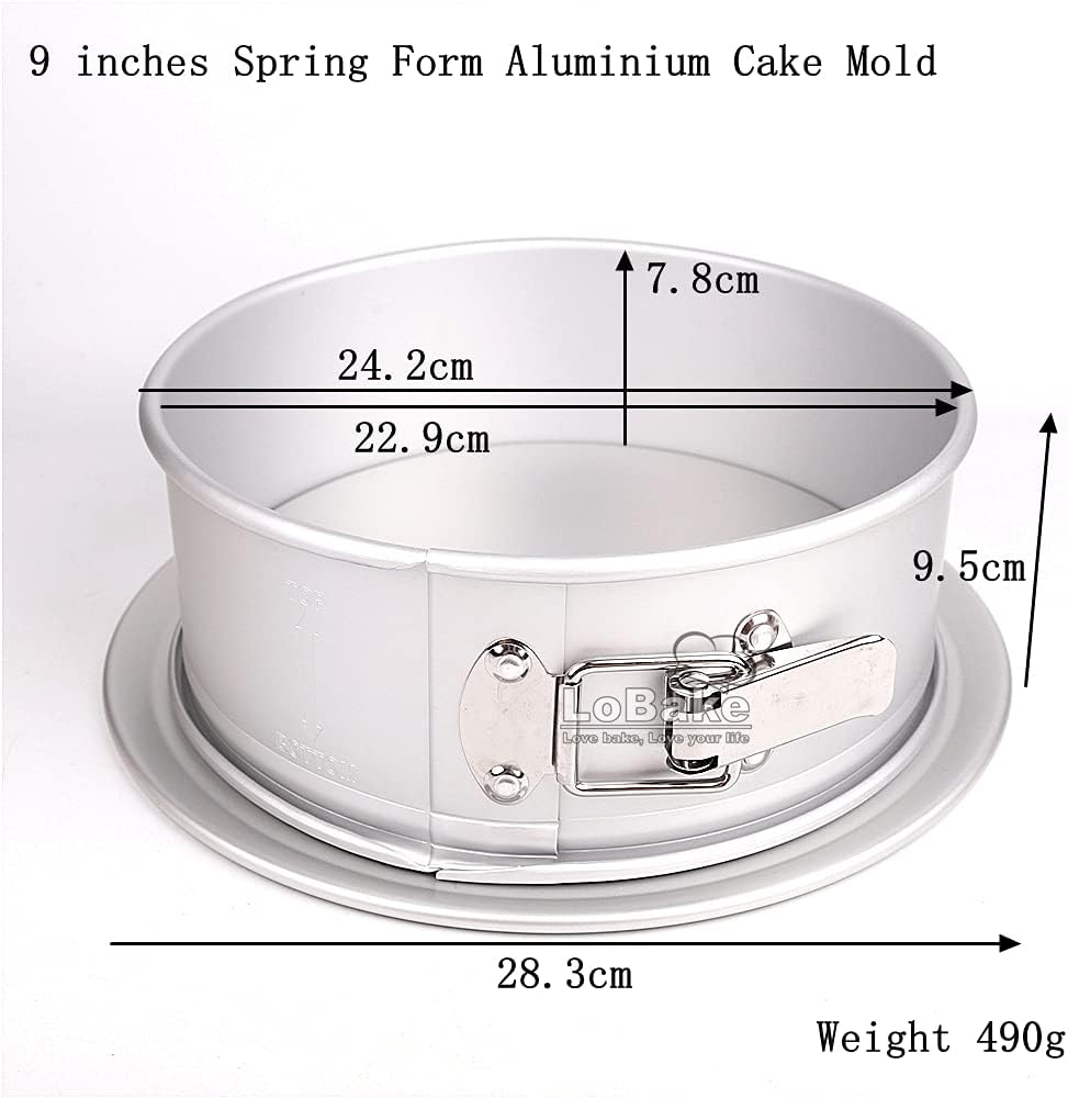 LoBake(6 8 9 inches Round Shape Springform Cake Mold with Buckle Loose Bottom Chiffon Mould Mousse Baking Ring DIY Bakery Supplies (9 inches)
