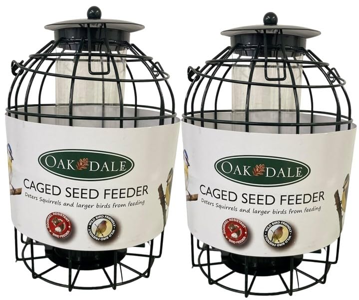 Oakdale Squirrel Resistant Bird Feeder (2 Pack) - Metal Seed Feeder for Wild Birds - Durable Hanging Bird Feeders for Outside and Garden - Weatherproof Easy Clean & Refill - Garden Bird Supplies