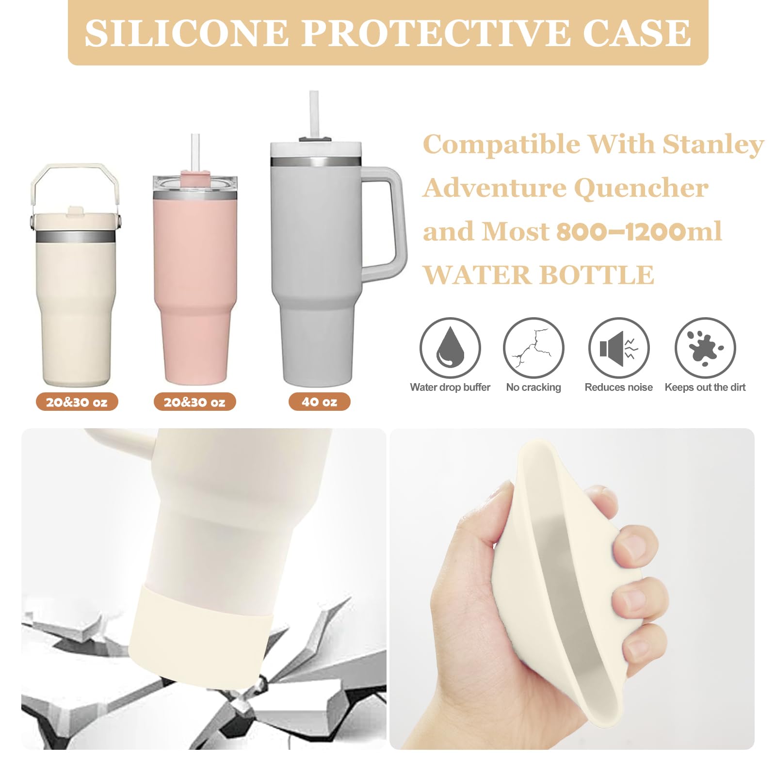 Stanley Becher-Zubehör-Set – Inkl. Griffband, Silikon-Stiefel, Strohhalm-Abdeckungen, Auslaufstopper