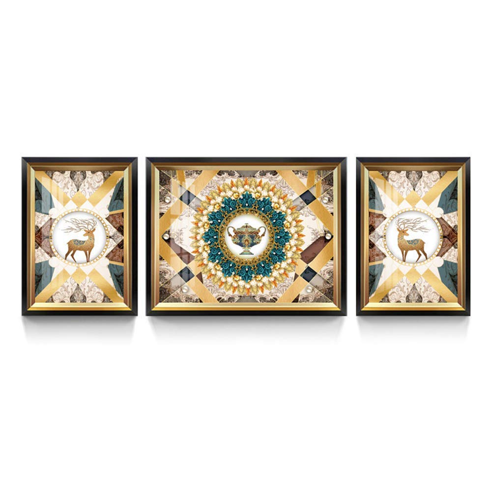 TYI -Sofa Background Wall Art, 3 Pieces Abstract Combination Living Room Mural, Size Both Sides 40 * 60cm/ Center 60 * 80cm, Waterproof Canvas, Painting Picture Photo Home Decoration,J