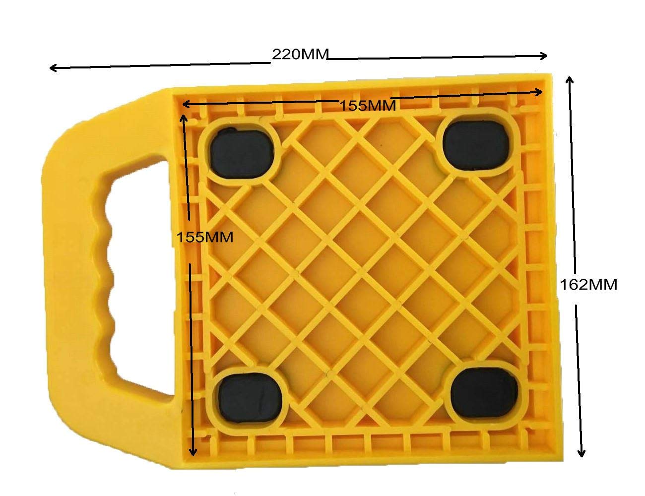 KATSU Set di 4 Caravan Jack Pads Stabilizzatore con Manico e Gomma Antiscivolo, Cuscinetti Stabilizzatori Universali per Camper, Supporti di Fissaggio per Roulotte 220x162x22mm