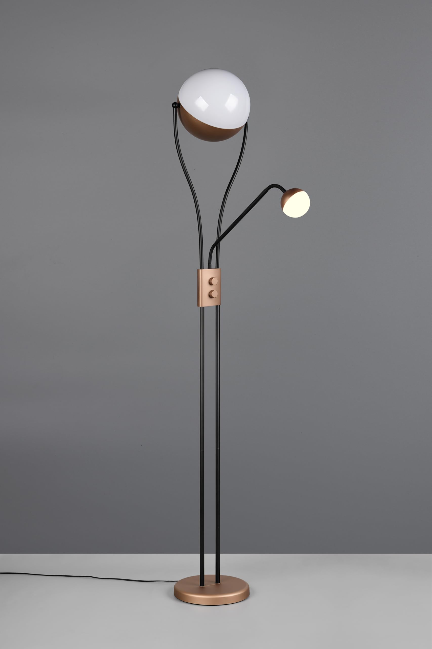 Trio Leuchten LED Stehleuchte Chris 478310265, Metall Coffee, Kunststoff weiß, inkl. 18 Watt LED, dimmbar, Flexarm, getrennt schaltbar