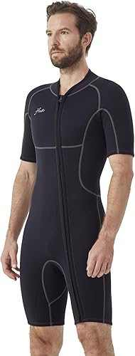 Hevto - Traje completo de neopreno para hombre, de 0.118 pulgadas, con manga larga y cierre en la espalda, mantiene el calor, para bucear, surfear,