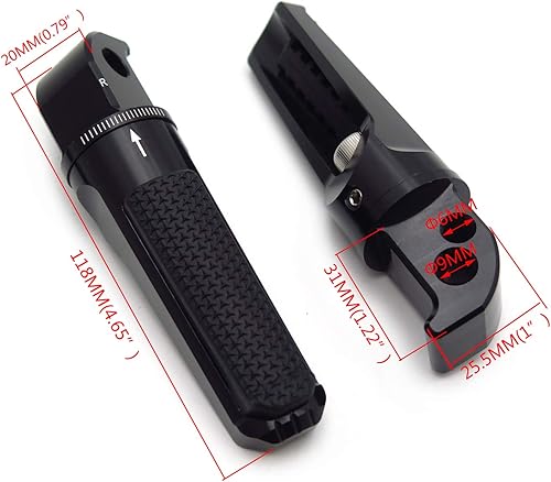 Miniatura 3 de HTTMT - Estriberas ajustables CNC Reposapiés Compatible con YZF TMAX XMAX N-MAX FZ1FZ6 XJR13001200 MT03MT07MT09MT10 PN GZSP-SP-011-Y2