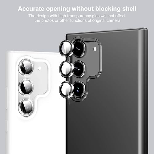 Miniatura 7 de CHIYURI Protector de lente de cámara para Samsung Galaxy S23 Plus, cubierta de cámara de vidrio templado 9H, compatible con fundas, cubierta de