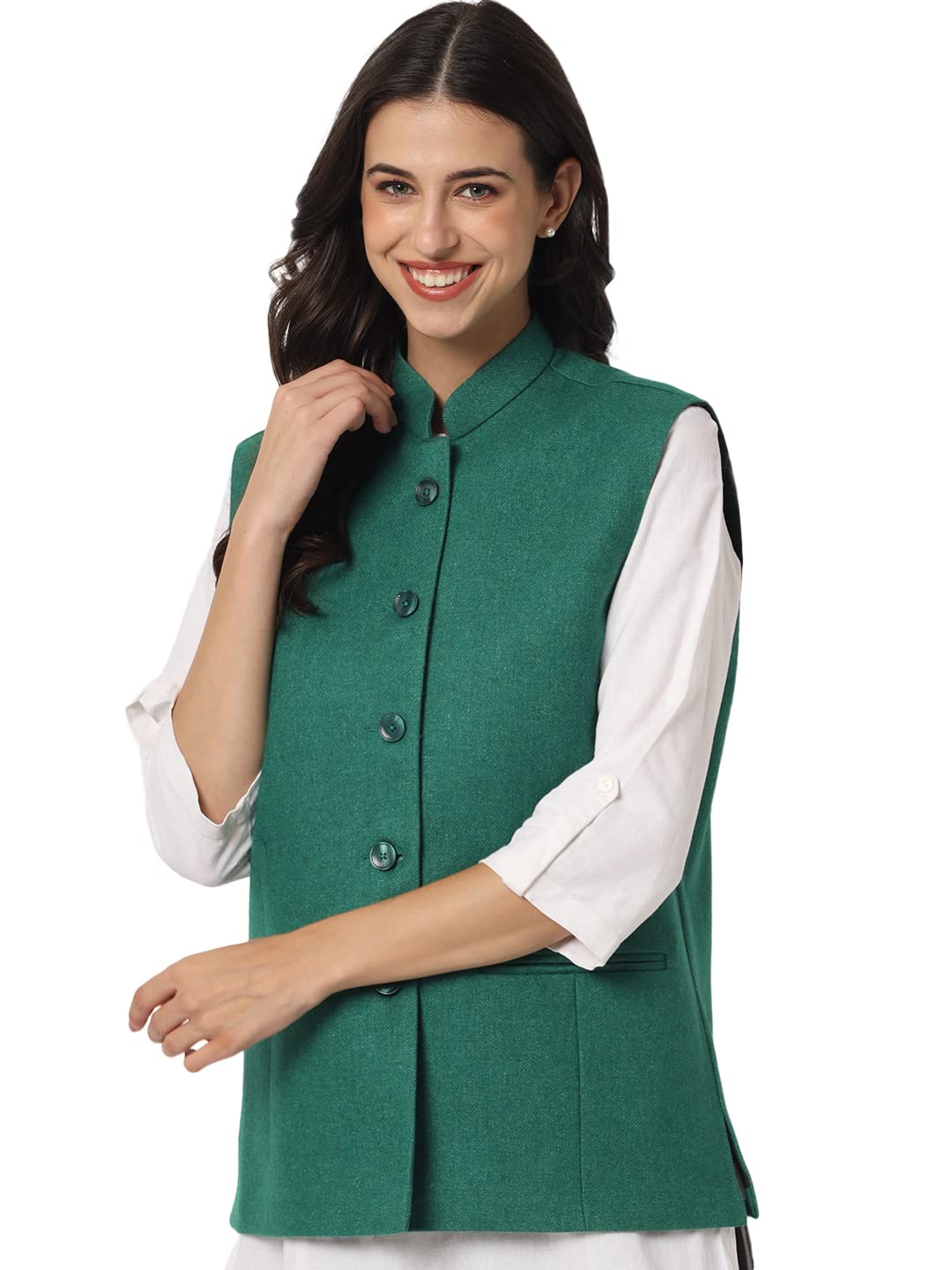 vastraa fusion Womens Pure Wool Export-Quality Indian Traditional Nehru Jacket/Woolen Jacket For Women-picture-21