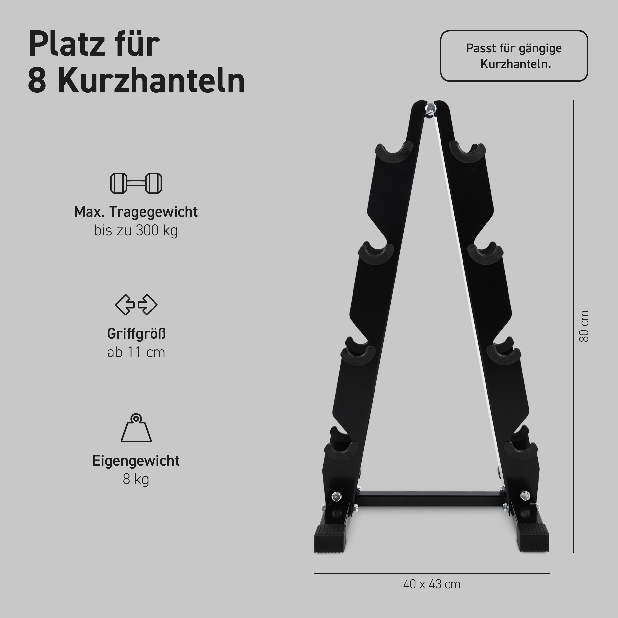 MSPORTS Kurzhantel Rack mit 300kg Belastbarkeit Hantelständer Hantelablage