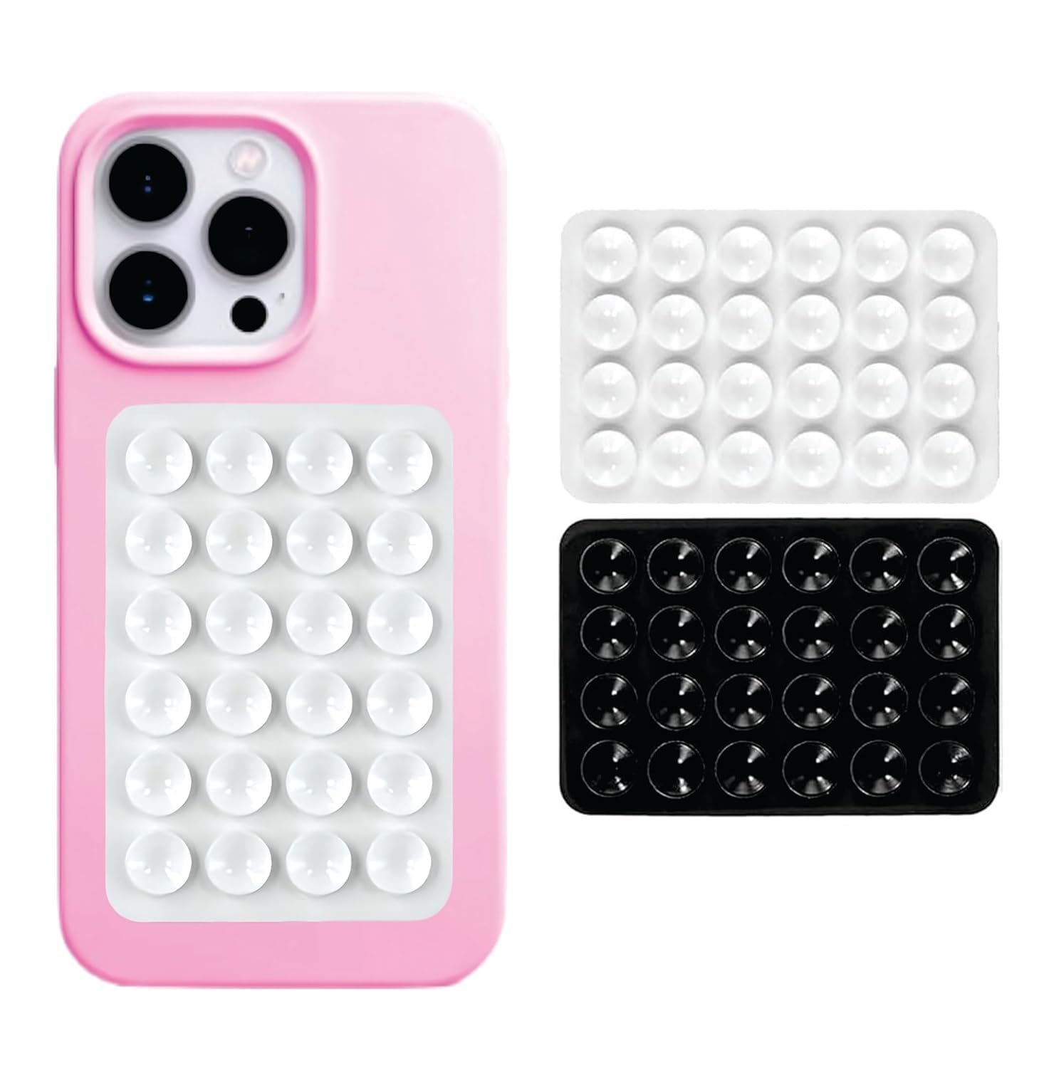 EDNITA Suction Phone Case, Phone Suction Sticker, Silicone Suction Phone Case for Hands-Free Mobile Accessory Holder Grip, Video Phone Accessory Compatible Mirror, Shower (Black-White-Pack of 2)-picture-24