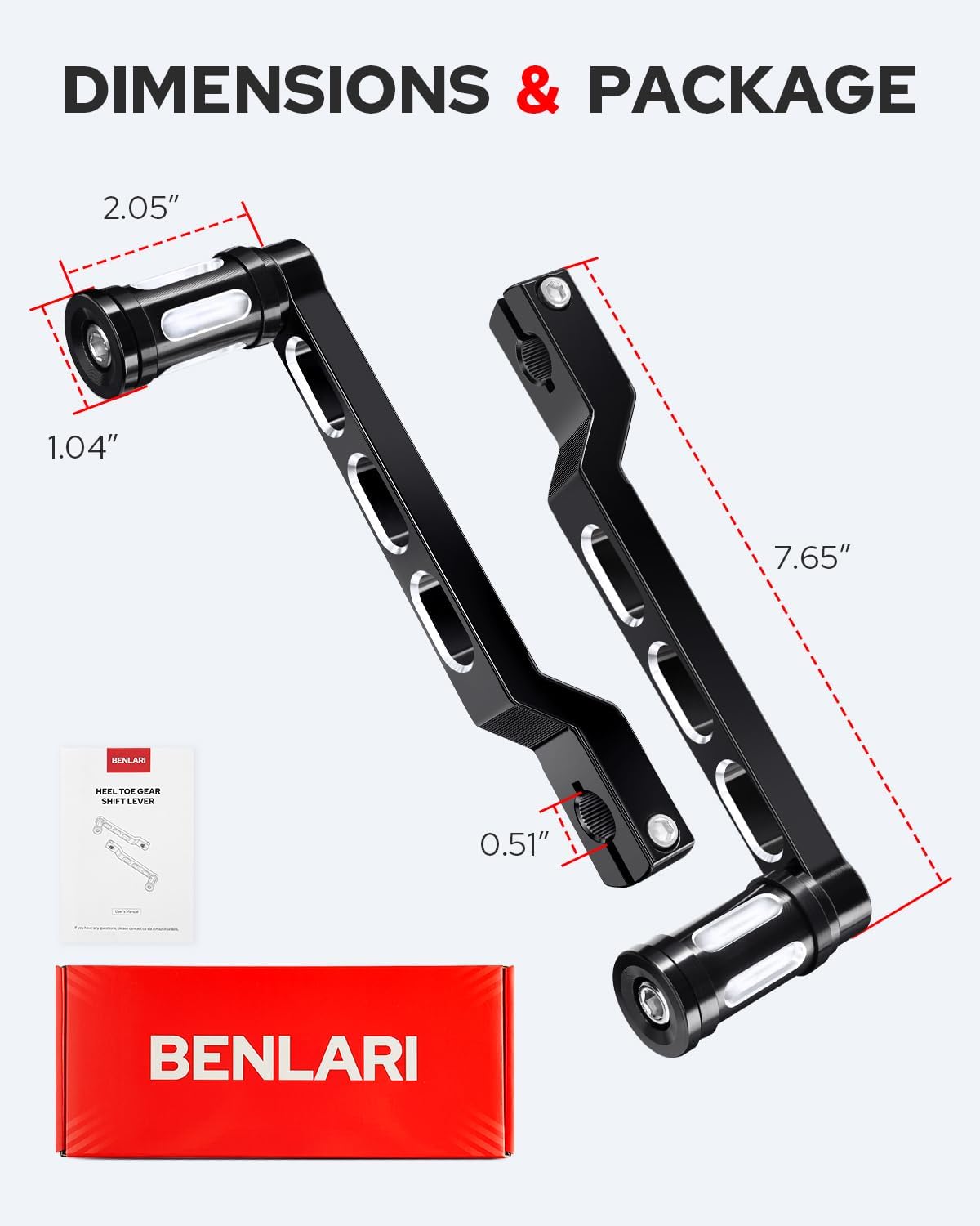 Benlari Heel Toe Gear Shifter Lever Pegs, CNC Shift Lever Peg Fit for Harley Touring Electra Glide Street Road Glide Road King 1988-later, FL Softail 1986-later, Tri Glide Trikes 2008-later, Black