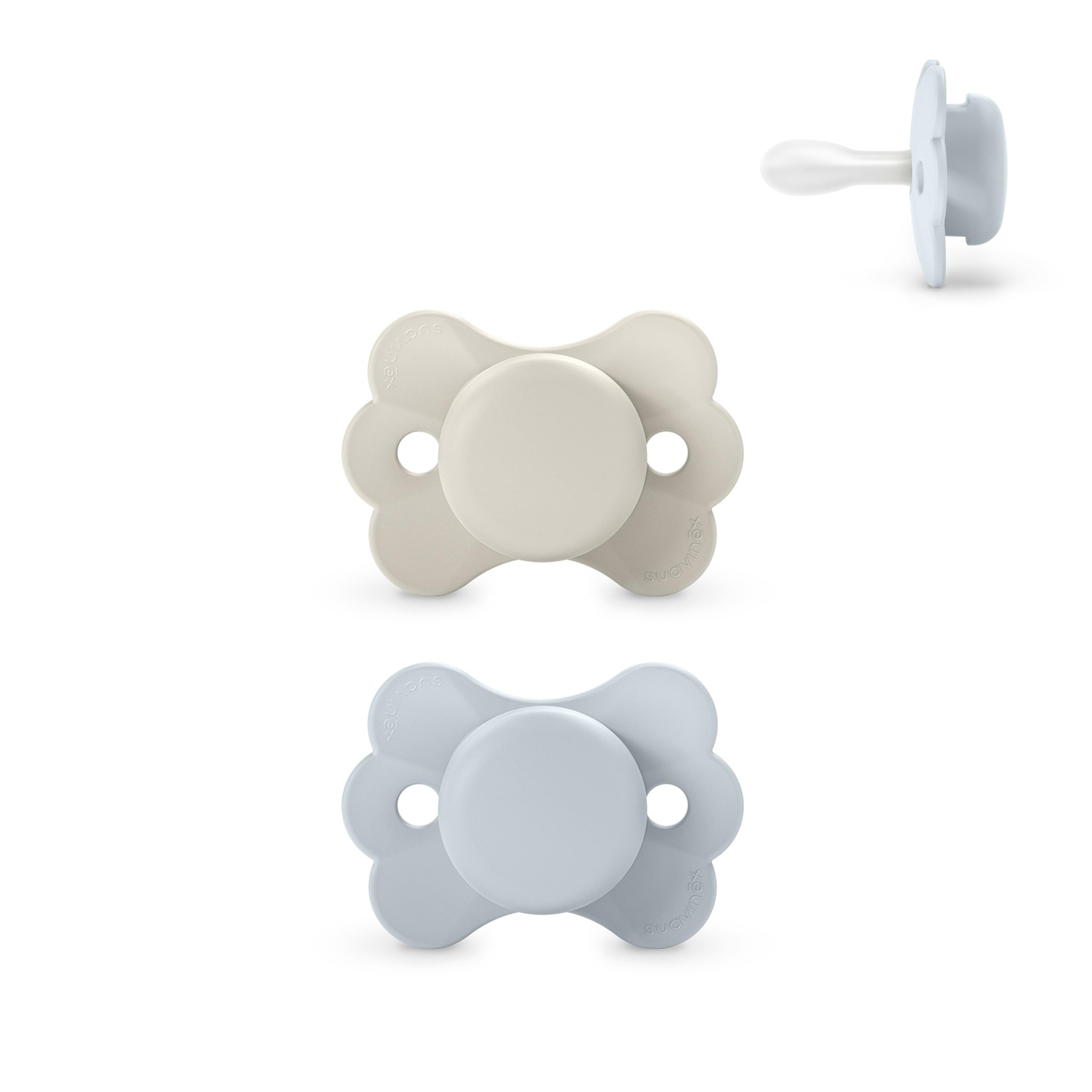 Suavinex, Pack 2 Chupetes con Tetina Fisiológica de Silicona SX Pro, Tetina Simétrica, Plana y Flexible, Bebés 0/6 Meses y Recién Nacidos, Respeta el Desarrollo Bucodental, Wonderland Azul/Beige