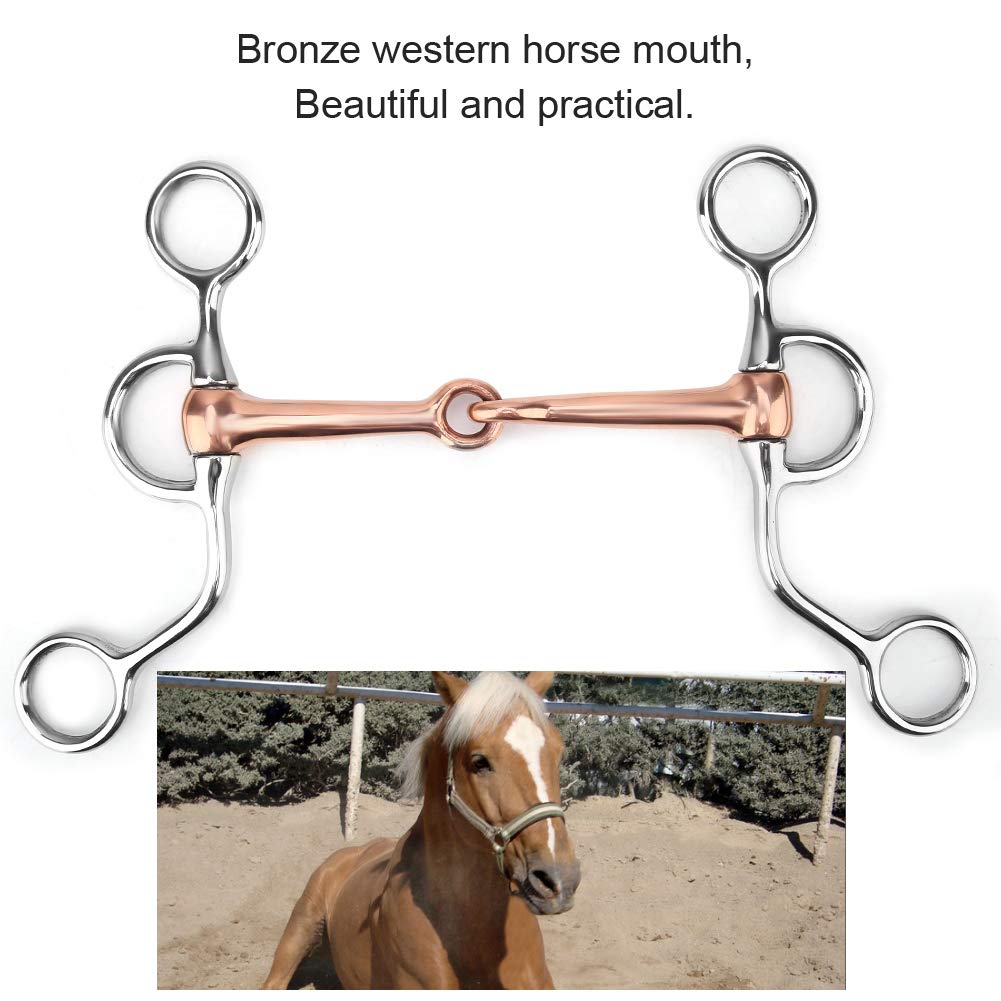 QANYEGN Horse Chew, Stainless Steel Training Bit, Copper Jointed Crescent Bit for Horse Training