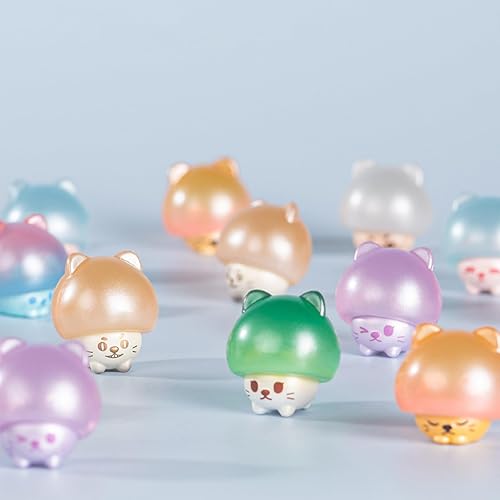 Miniatura 4 de BEEMAI Mushroom Cat Series - Paquete ciego (5 unidades en una bolsa) diseño aleatorio de figuras lindas, juguetes coleccionables, regalos de