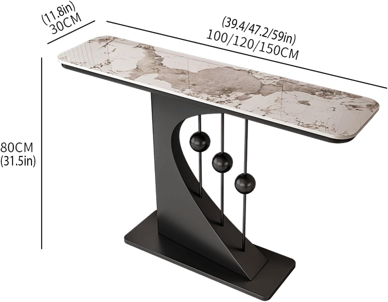Faux Marble Console Table,Narrow Long Entryway Table,with Geometric Metal Frame,with Marble Tabletop,for Corridor/Entrance/Living Room/Bedroom,for Small Spaces(F,100cm/39.4in)