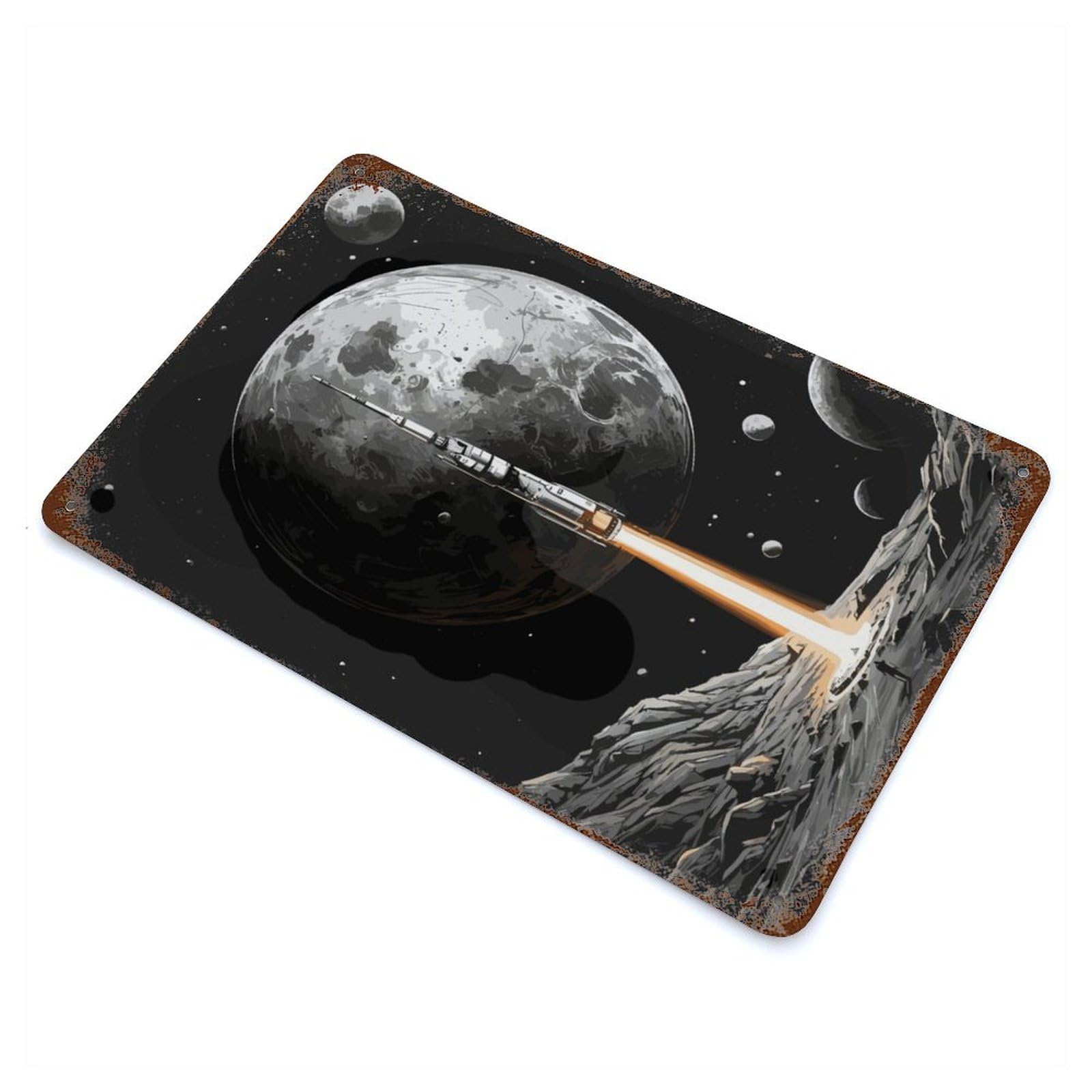 Rocket in Mercury Planet Retro Metal Sign 11.8"x7.9", Classic Wall Plaque for Garage, Pub Or Kitchen