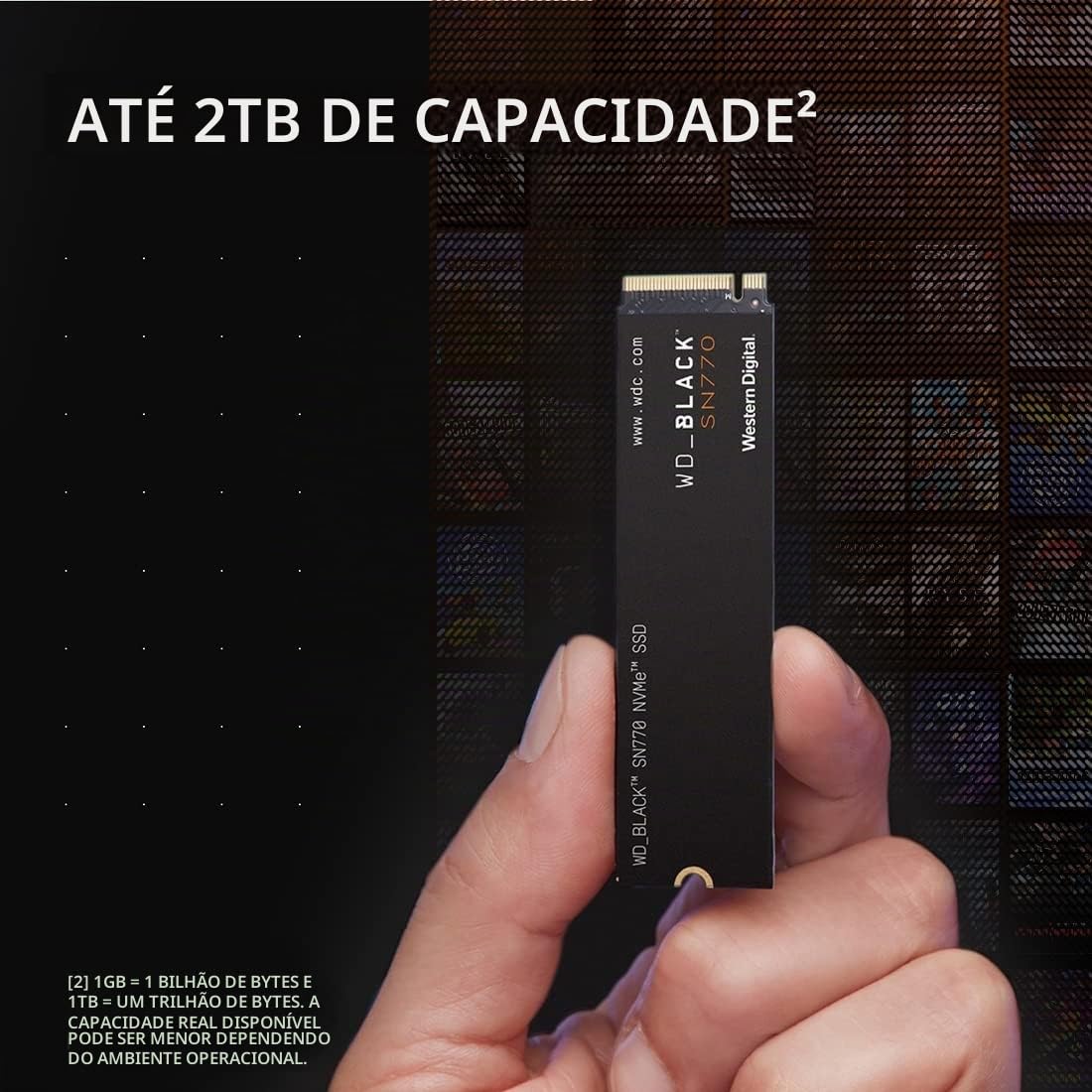 SSD WD Black SN770 2TB NVMe M.2 2280 (Leitura até 5150MB/s e