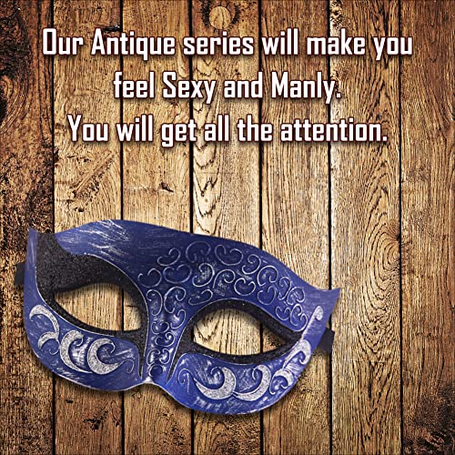 Masquerade Mask For Men & Women Antique Look Mask For Venetian Party, Masquerade Party, Halloween & Masquerade Ball (Blue/Silver) #TOP6