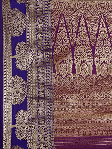 Image of Panzora Women's Banarasi Silk Saree With Unstitched Blouse Piece