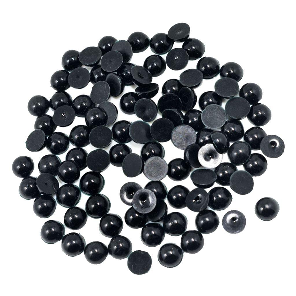 Sharplace Black 100 Pieces Half Pearl Bead Flatback Wedding Embellishment Diy Scrapbook Craft 10Mm