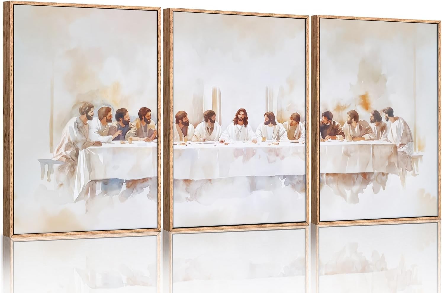 CHDITB 3Pcs Large Jesus Last Supper Framed Canvas Wall Art Set Christian Twelve Apostle Wall Decor Bible Renaissance wall Painting Religious Picture Art Print for Living Room Bedroom Church(40x60cm) — image 1
