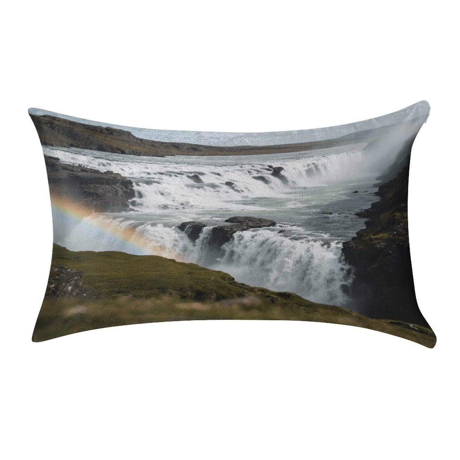 Fekiloot Style Golden Waterfall Rainbow Pillow Covers Home Decor Pillow Cases