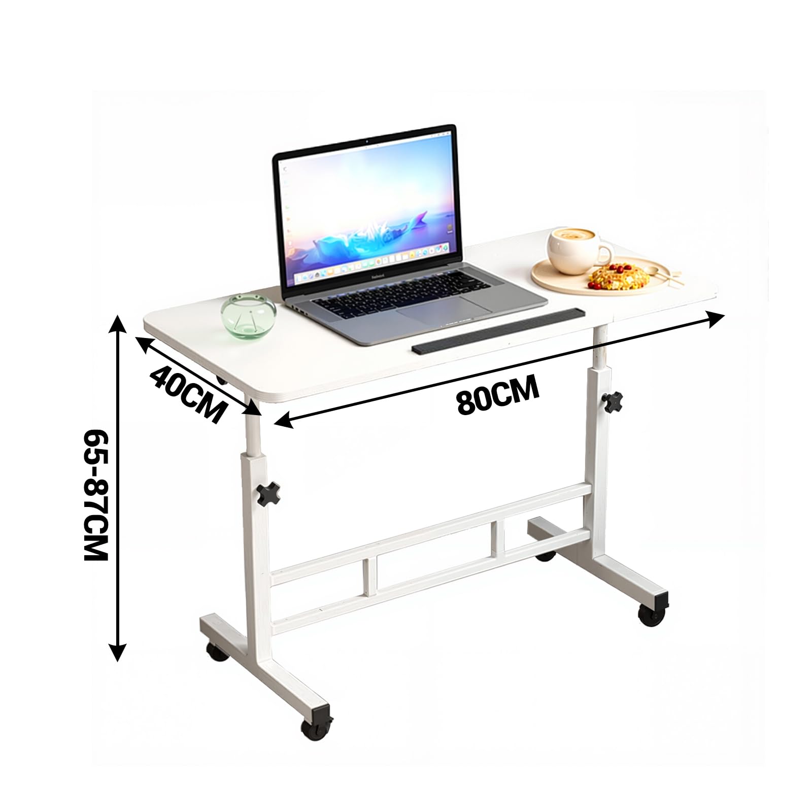 GarveeTech Schreibtisch Laptoptisch, höhenverstellbar 65-87 cm, 4 Rollen