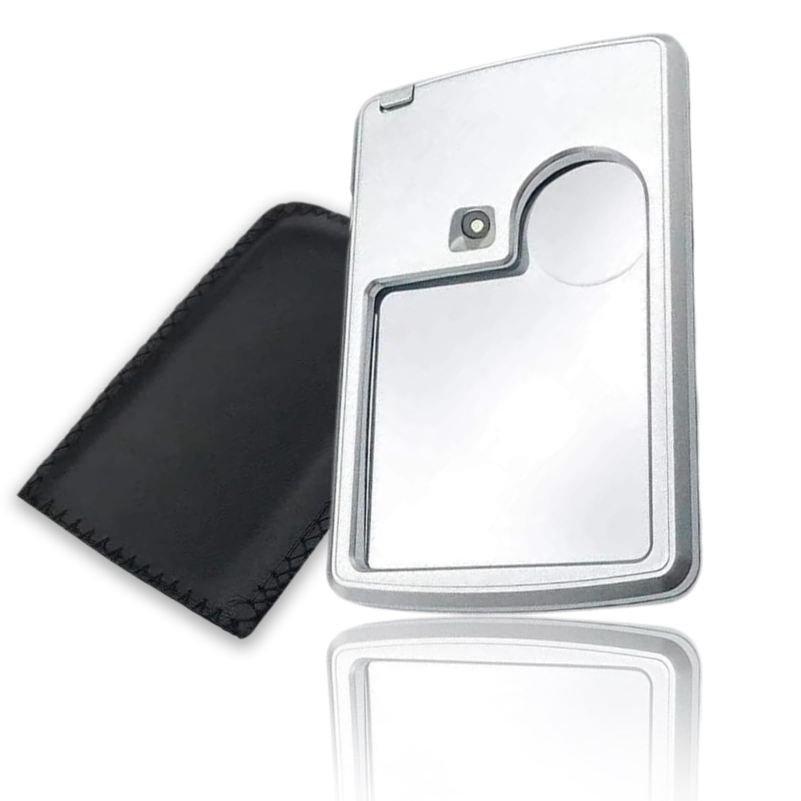 Pocket Magnifier Led Square Credit Card Magnifier with LED Light Pocket Square Magnifier 3X 6X Lens with Leather Case for Kids Jewelry Science (1 pcs)