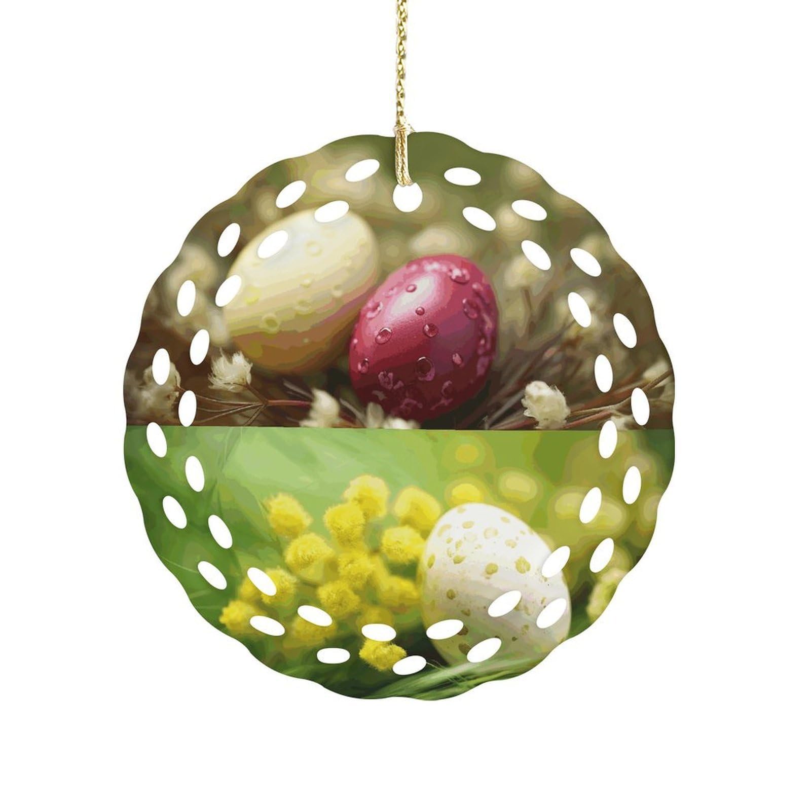 Fodpand Women's Style Eggs Ceramic Ornament For Home Decor 3.2" Round Tree Decoration Christmas Ornaments For Men Double-Sided Design