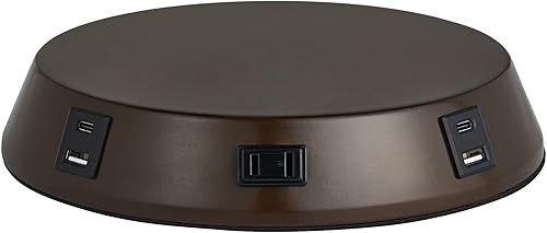 Miniatura 5 de Base de lámpara de estación de trabajo de carga universal de 1 34 pulgadas de alto con puertos USB A+C y toma de corriente de CA con acabado