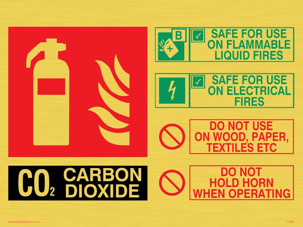 This extinguisher contains co2 carbon dioxide instructions for use Sign Sign - 200x150mm - A5L