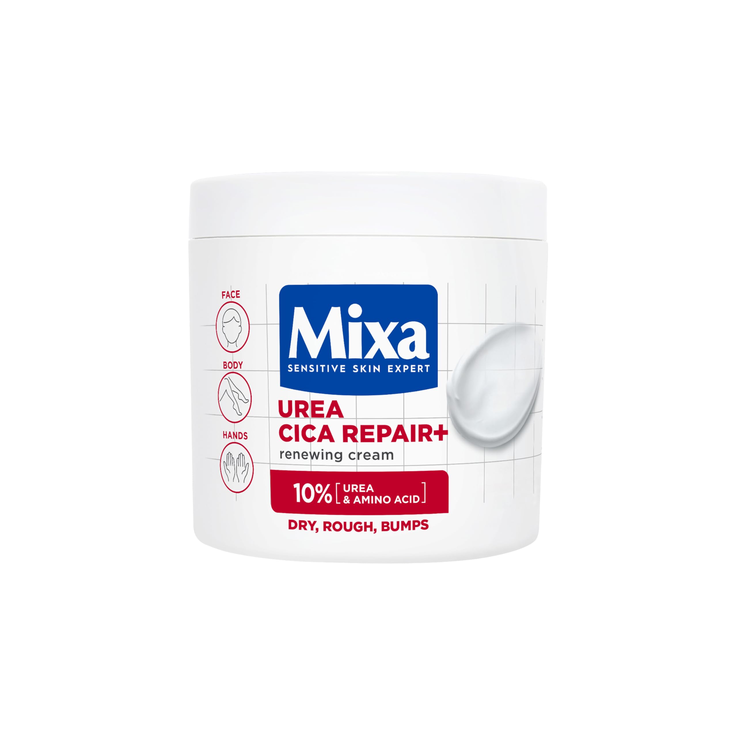 Mixa Body Cream, Urea Cica Repair Plus Renewing Cream, Body Moisturiser for Dry, Rough, Bumpy Skin, with 10% Urea and Niacinamide, Hypoallergenic, Up To 100H Hydration, 400ml