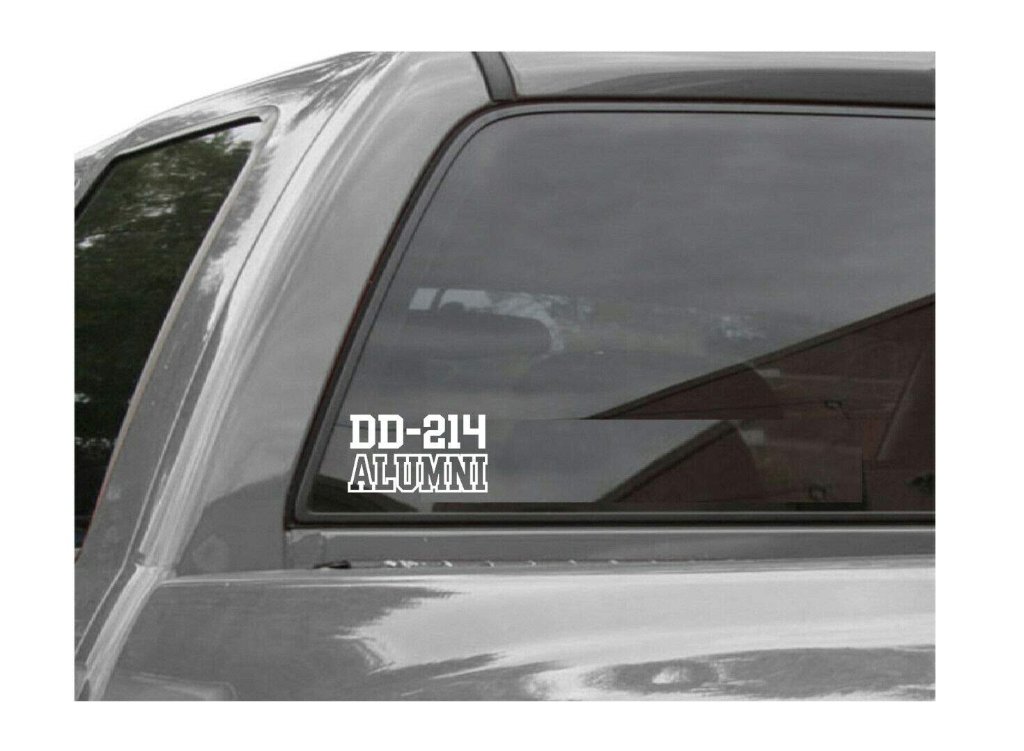 DD-214 Alumni Sticker for Car Vinyl Decal Window Truck Car Bumper Sticker Motorcycle 4.5'' x 2.5'' (White)