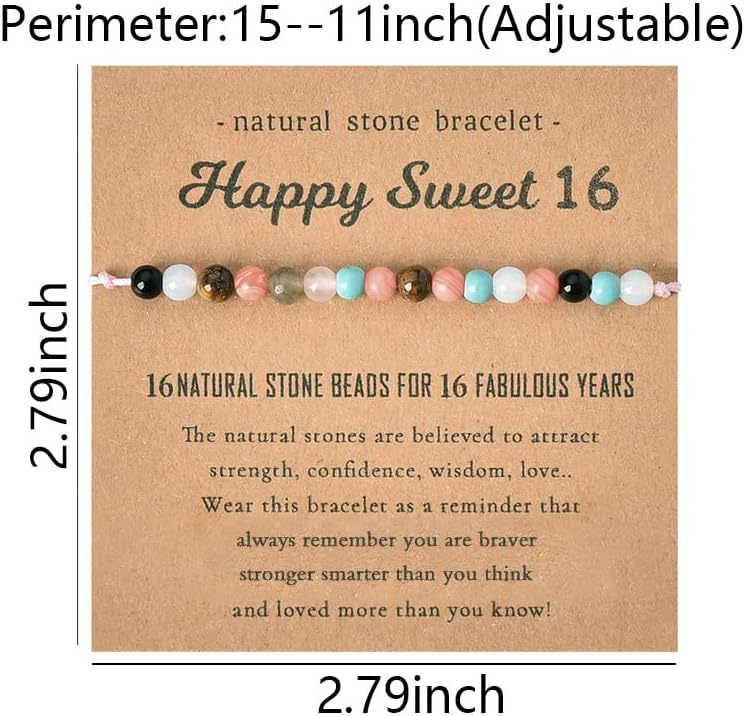 Sweet 16 Beaded Bracelet Gifts for Girls 16th Birthday Gifts for Daughter Granddaughter Gifts for 16 Year Old Girl Birthday Gift Ideas Best Friend Bday Gift for Women Sweet Sixteen Party Favors - Image 2