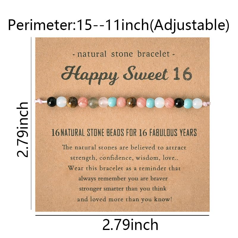 Image of Natural Stone Bracelet for Women Birthday Gifts for Mom Daughter Beaded Bracelets for Bestie Sister Bead Bracelet for Grandma