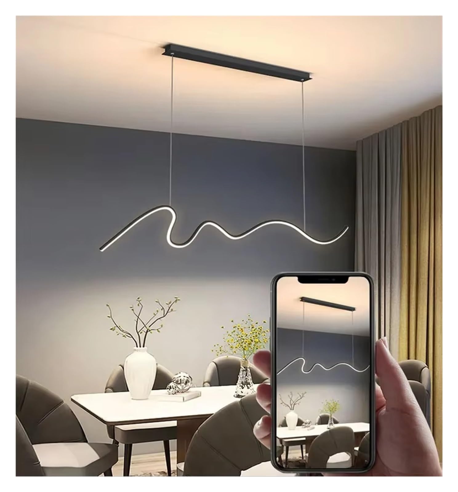 SXECAEPS Dining Room Lamp Chandelier Light Luxury Lamps Modern Minimalist Table Nordic (3 Changeable 120cm)