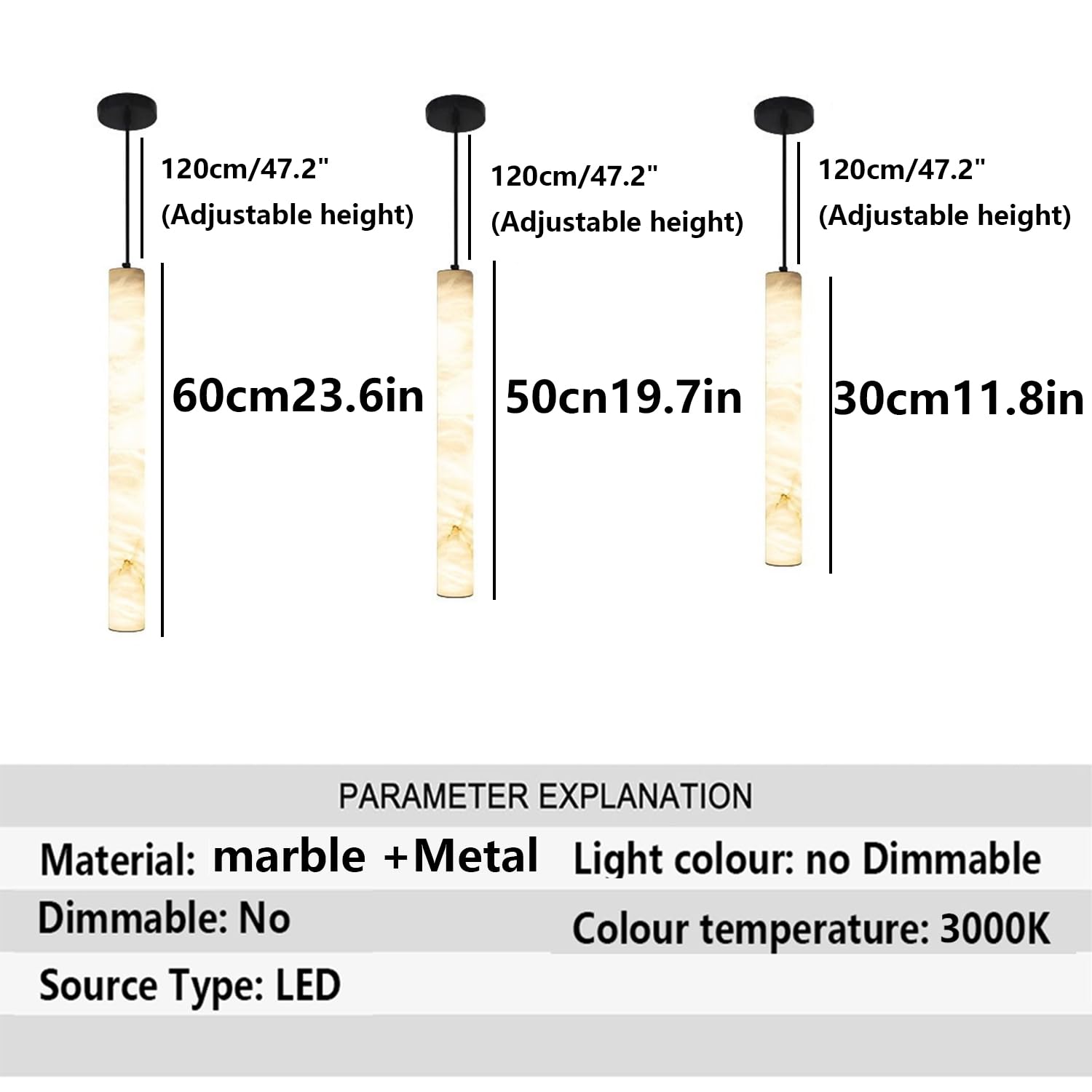 Lampadario a sospensione cilindrico in marmo a soffitto a luce