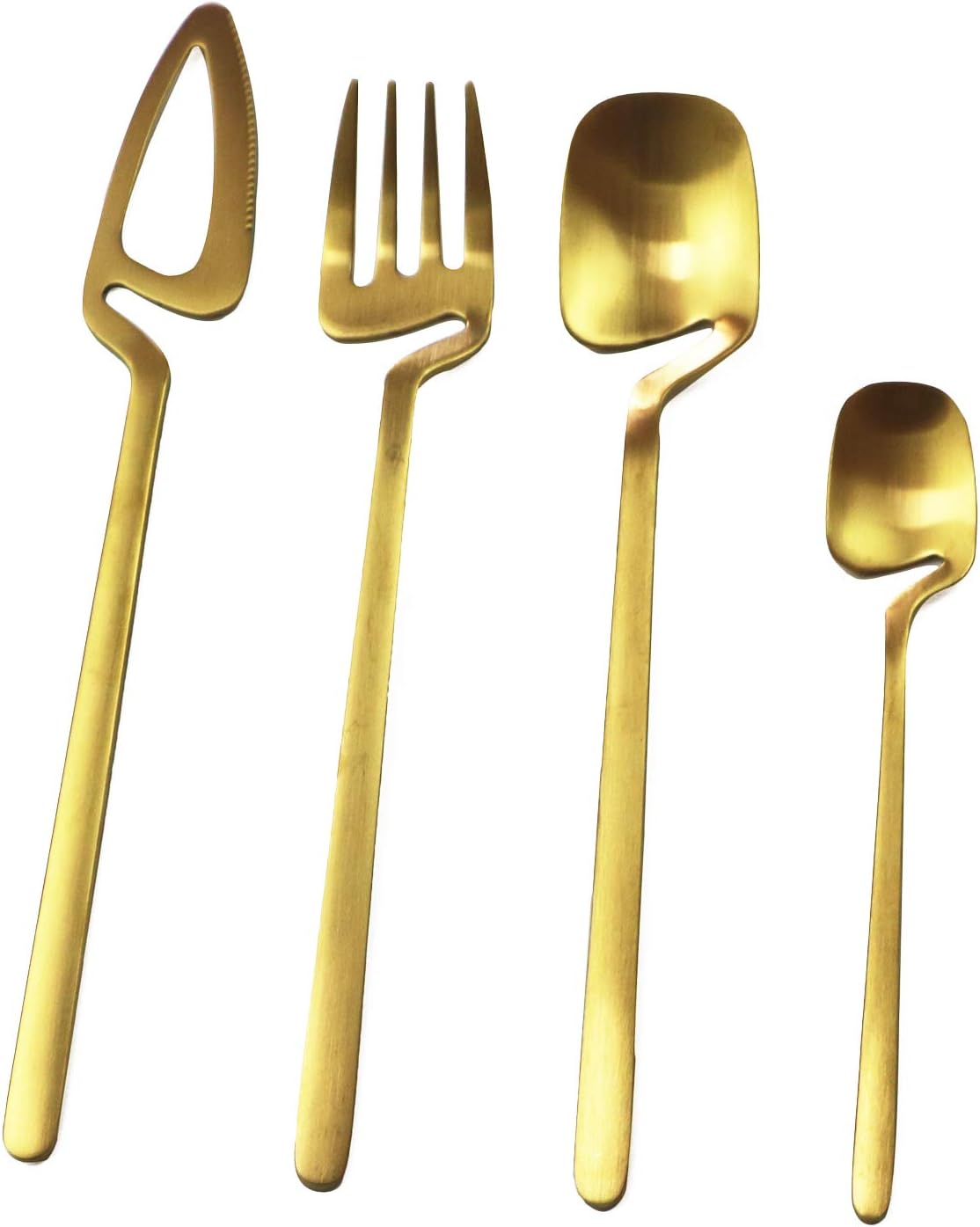 Silverware Set Stainless Steel, 24 Piece Anti-Rust Matte Polished Flatware Utensils Set Service for 6 with Gift Packaging, Dishwasher Safe (Gold Flatware set)