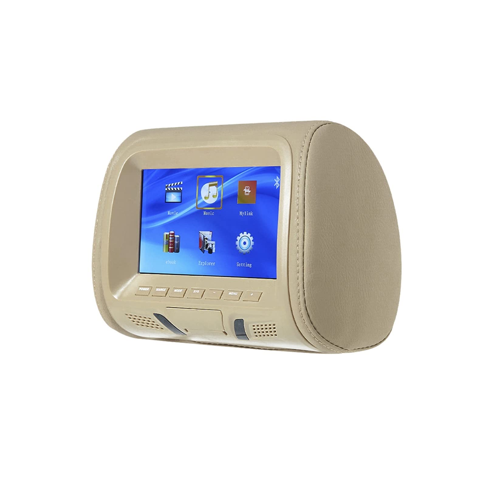 Universel 7 Pouces Appui-Tête De Voiture MP4 Oreiller Moniteur Lecteur Multimédia avec Adaptateur Prise Briquet USB SD MP5 FM Haut-Parleurs SH7038-P5,Performances De Lecture Puissantes(707-Gray)