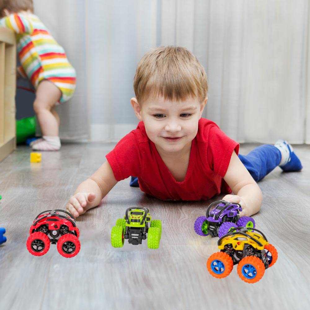 IndusBay® Inertia Friction 4X4 Wheel Monster Truck Offroad Zap Cars Push and Go Toy Trucks Friction Powered Cars 4WD 4 Wheel Drive Vehicles for Toddlers Children Boys Girls Kids Gift, Green 4