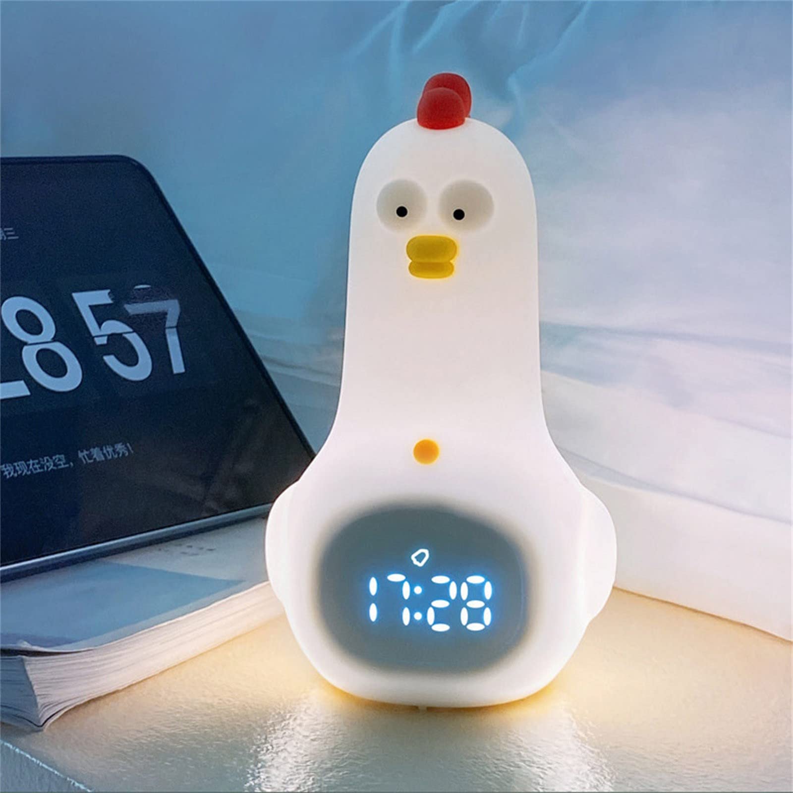 Luce notturna per ragazzi Carina Luce notturna Pollo Bambini Sveglia Morbido Silicone Portatile Nursery Lamp Bambini USB Ricaricabile Nightlight Per Ragazze Ragazzi Bambino Roba Carina per 10 Anni