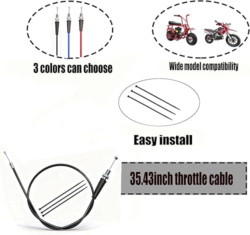 Miniatura 2 de Cable del acelerador de 35.43 pulgadas para 50cc 70cc 110cc 125cc Baja Dirt Runner SSR125 TaoTao MadMax Coolster M-125 X-pro SYX Roketa SDG NST