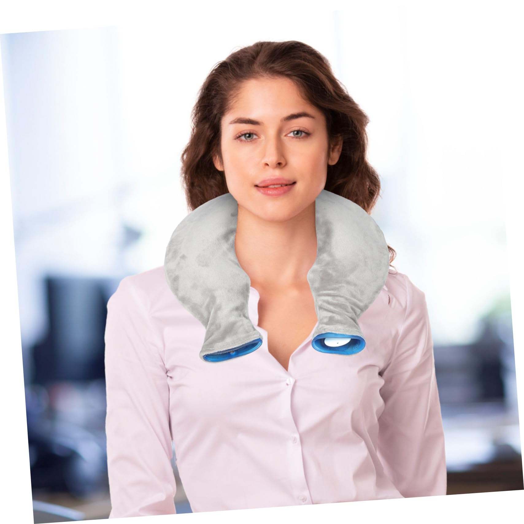 GALPADA Borsa Ghiaccio a U in Pvc Blu per Terapia Caldo e Freddo, Riutilizzabile per Collo e Spalle, Facile da Riempire per Sollievo da Dolori a Casa