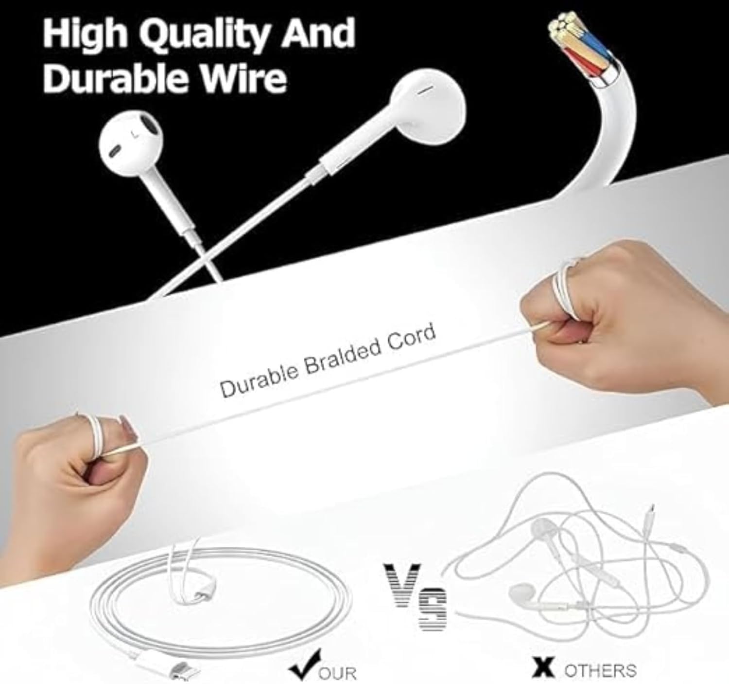 Guguearth Original Type C Earphone with HD Mic Compatible with iOS Smartphones & iPads USB-C Wired Earbuds with Microphone for iPhone 15, 16 & 17 Series Thunder Eagle (White) — Amazon image 5