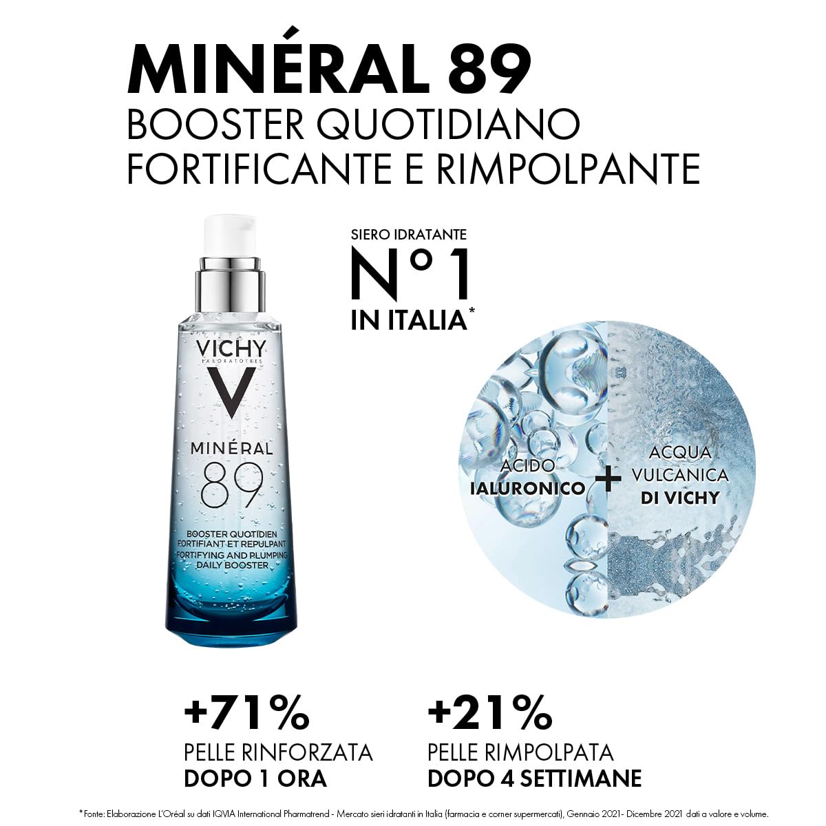 Vichy Minéral 89 Siero Booster 75 ml + Minéral 89 Gel Occhi 15 ml | Duo Routine Idratazione Viso & Contorno Occhi