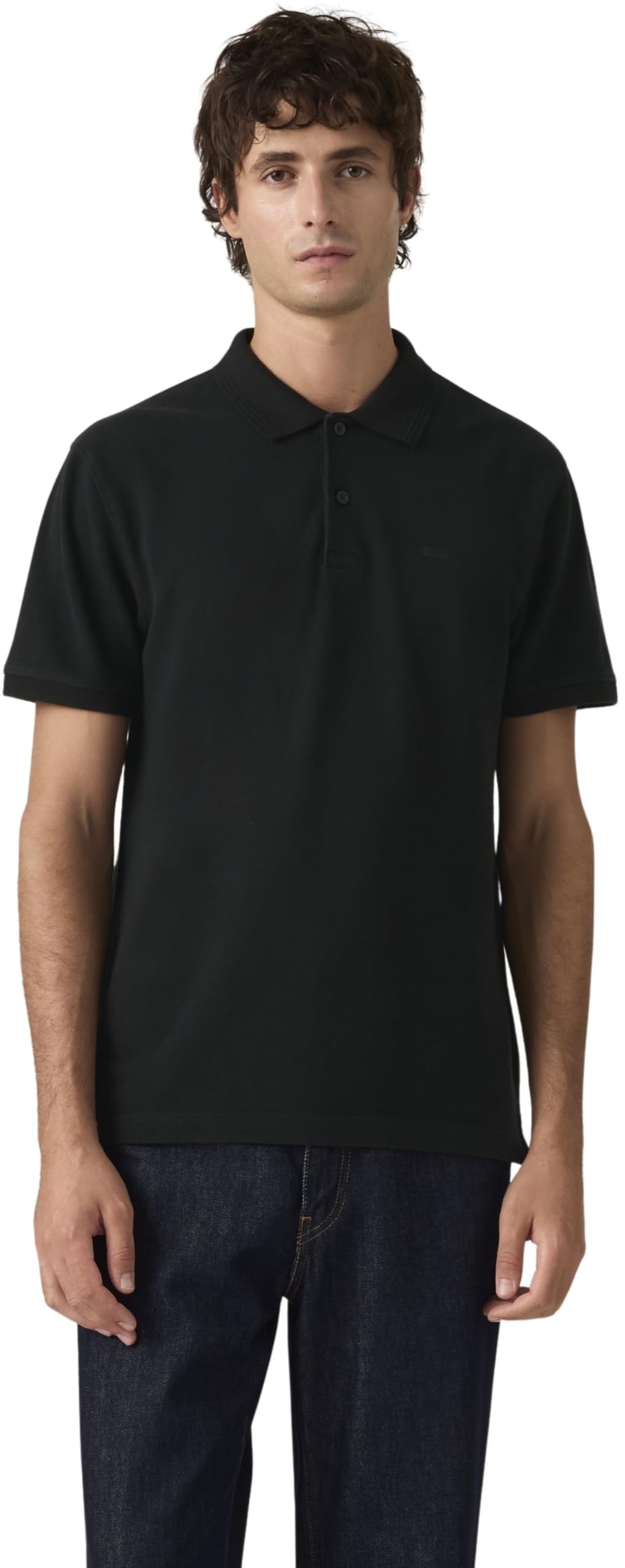 Levi's Men's Mineral Black - Black Short Sleeve Polo Shirt Original With Piqué Texture, Standard Fit, Black (Mineral Black), M
