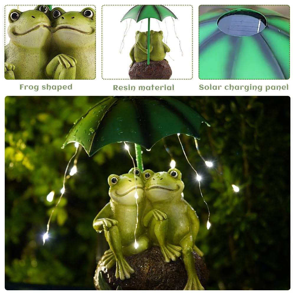 ZOYDP Solar Frog Statues, Solar Ornaments Outdoor Garden, Waterproof solar Lights Outdoor Garden Ornaments - Image 3