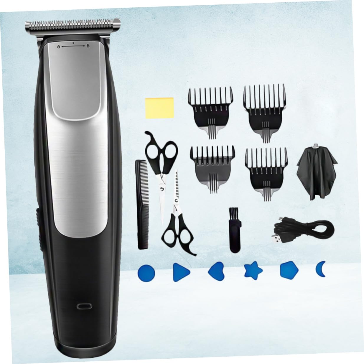 Alipis USB Wiederaufladbarer Haarschneider Silber Elektrischer Haarschneider mit Laufzeit Inkl Verschiedene Aufsteckkämme Kabelloser Trimmer für Haar und Bartpflege Professionell für