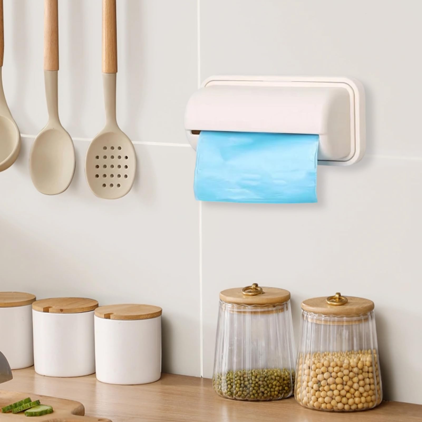Distributeur De Sacs Poubelles Mural – Lot De 2, Adhésif Puissant, 15x7x5 Cm, Pour Cuisine, Salle De Bain