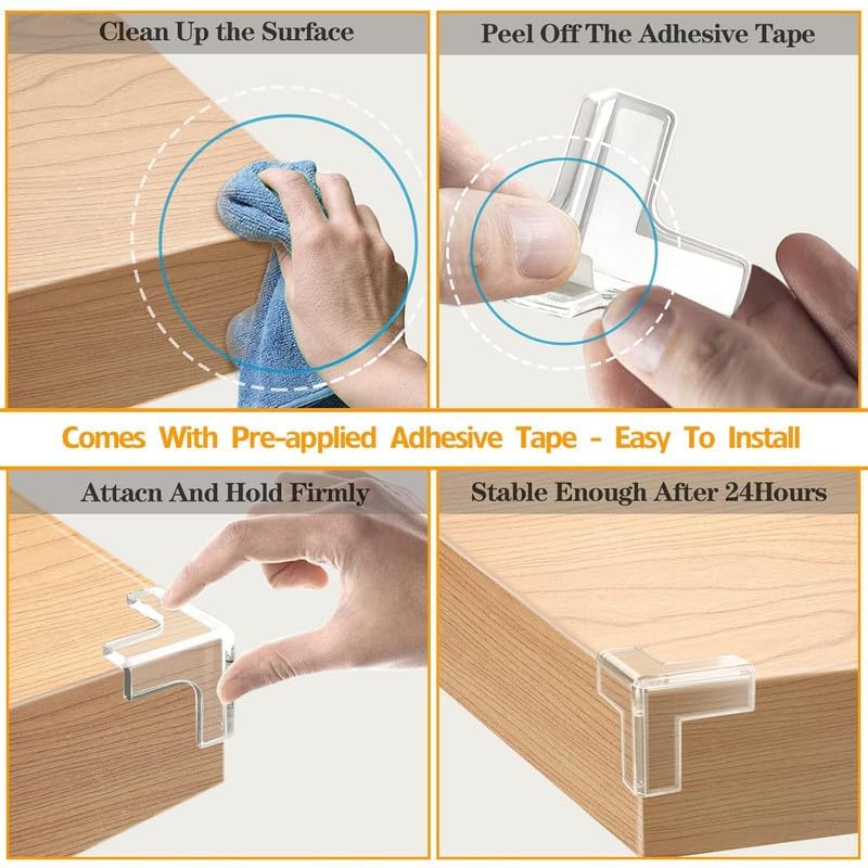 Image of Pack of 12 Silicone Corner Protectors | Baby Proofing Edge & Corner Guards for Sharp Edges, Table, Bed & Furniture | Child Safety Cushion for Baby Proofing (20)