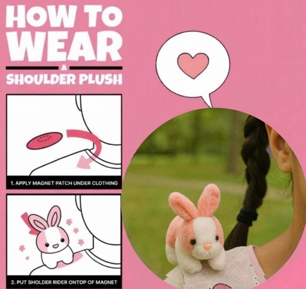 OTTO'S WORLD Magnetic shoulerpet for Kids (Rabbit), Plushie, Soft Toy for Girls/Boys, Cute and Premium Return Gift Birthday 3